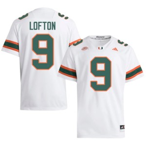 University of Miami #9 White Elija Lofton College Football Men NCAA Jerseys 579886-614