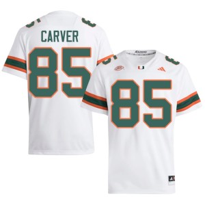 Miami of Florida White Men's Replica #85 Jackson Carver College Football Jerseys 361668-389