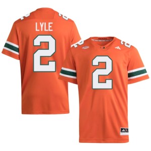 Miami Hurricanes University College Football Mens #2 Orange Jordan Lyle Jerseys 838308-636