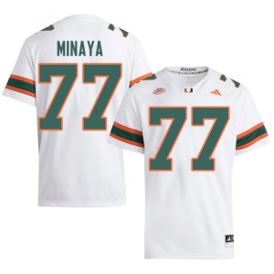 Miami White Juan Minaya Mens Official College Football #77 Jersey 439733-507