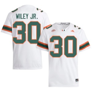 UMiami Men Replica Kellen Wiley Jr. College Football White #30 Jerseys 162995-386