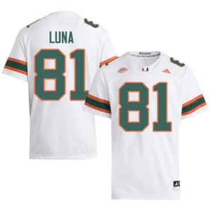 Miami Hurricanes #81 Mens Riply Luna Player College Football White Jersey 627555-364