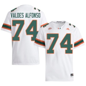 UMiami White Replica College Football Men's Yerovi Valdes Alfonso #74 Jersey 784360-650