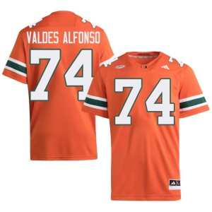 Miami of Florida Game Orange College Football Yerovi Valdes Alfonso Mens #74 Jerseys 172551-842