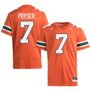 Canes #7 Men Player Orange Zechariah Poyser College Football Jerseys 124219-852