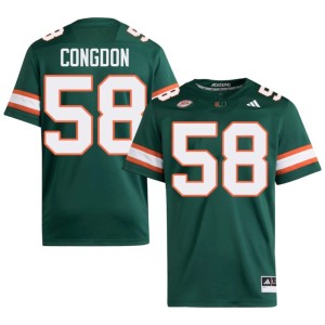 Miami Hurricanes College Football Men's Green Ben Congdon #58 Embroidery Jersey 167181-764