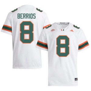 Miami of Florida White Braxton Berrios College Football Stitched Men's #8 Jersey 914485-175