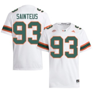 UMiami Hurricanes College Football #93 Men's White Stitched Fred Sainteus Jersey 923430-829