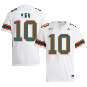 Hurricanes George Mira White Mens 2026 #10 College Football Jersey 754847-503