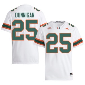 Hurricanes JJ Dunnigan College Football Men White High School #25 Jerseys 739602-774