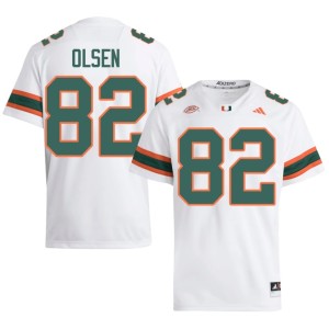 Miami Hurricanes Embroidery #82 Men's Jack Olsen College Football White Jerseys 907411-424