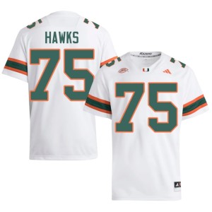 Miami Hurricanes #75 Jacob Hawks College Football Men's White Replica Jersey 893969-378