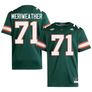 Miami Hurricanes College Football Embroidery Jamal Meriweather #71 Men's Green Jersey 213486-448