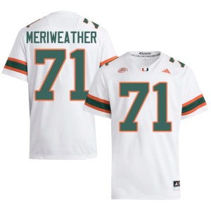 Miami of Florida #71 Replica Jamal Meriweather College Football White Mens Jersey 443489-875