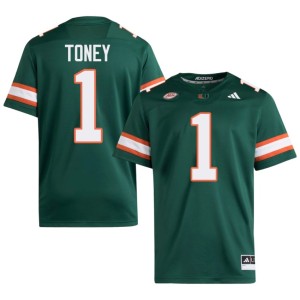 UM Hurricanes NCAA #1 Mens Malachi Toney College Football Green Jerseys 279949-177
