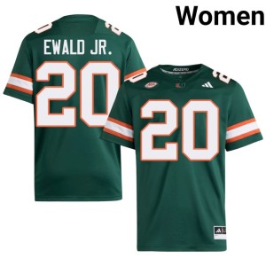 Miami of Florida Game Chris Ewald Jr. Green College Football Womens #20 Jerseys 463678-977
