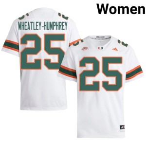 UM Hurricanes White High School Chris Wheatley-Humphrey Women's College Football #25 Jerseys 400630-250