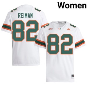 UMiami Womens White College Football #82 Dylan Reiman NCAA Jersey 552361-506