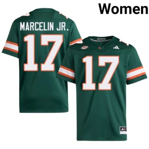Miami Green Ezekiel Marcelin Jr. Embroidery Womens #17 College Football Jerseys 874275-925