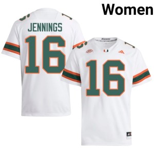 UM Hurricanes Womens White Game #16 College Football Ja'Boree Antoine Jerseys 484991-838