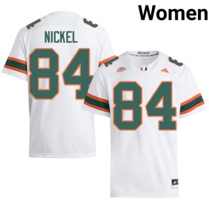 Miami Hurricanes #84 Jack Nickel College Football White Stitched Women Jersey 257675-554