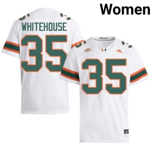 Miami Hurricanes College Football Limited #35 Women White Jack Whitehouse Jersey 878049-702