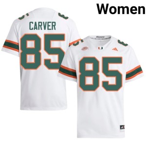 Miami Hurricanes #85 Women's College Football White Limited Jackson Carver Jersey 769666-300