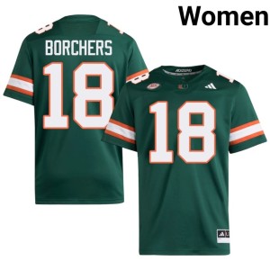 Miami Hurricanes Womens NCAA #18 Green College Football Joe Borchers Jersey 598346-834