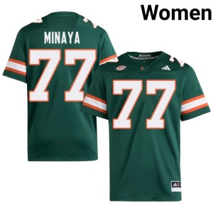 UM Hurricanes #77 College Football Women Game Green Juan Minaya Jersey 356457-164