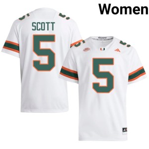 UMiami College Football 2026 White Womens Justin Scott #5 Jersey 134322-383