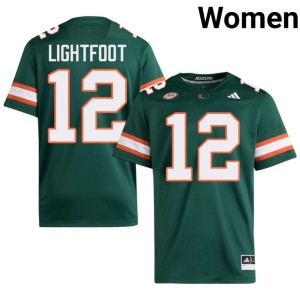 UM Hurricanes Green Marquise Lightfoot Women's #12 College Football Player Jersey 283608-502
