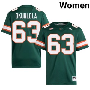 Miami Hurricanes #63 College Football Samson Okunlola Women's 2026-27 Green Jerseys 178224-921