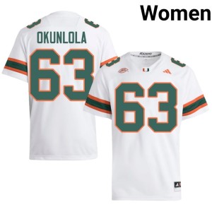 UMiami College Football Womens White NCAA #63 Samson Okunlola Jerseys 937714-891