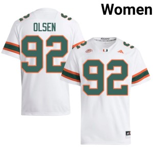 Miami Hurricanes College Football Samuel Coufal Player #92 Women White Jerseys 821201-505