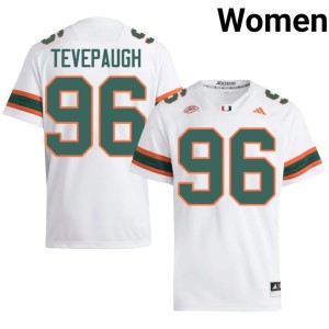 University of Miami Tucker Tevepaugh College Football #96 Limited Women's White Jersey 838077-127