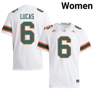 Miami College Football #6 Xavier Lucas NCAA Women White Jerseys 360183-776