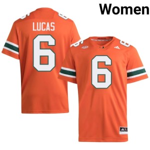 Miami Hurricanes Xavier Lucas #6 Player Orange College Football Women's Jerseys 478791-723