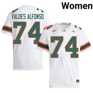 Miami Hurricanes Player #74 Yerovi Valdes Alfonso White Womens College Football Jerseys 205006-883