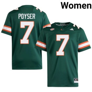 Canes Womens #7 Green College Football Embroidery Zechariah Poyser Jersey 790151-583