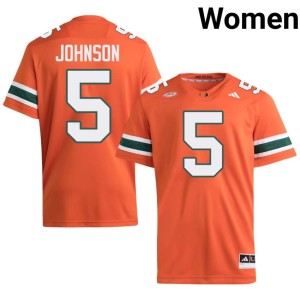Canes Andre Johnson #5 College Football Embroidery Women's Orange Jerseys 461601-757
