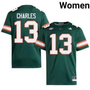UM Hurricanes Green #13 Womens Limited College Football Asharri Charles Jersey 545950-586