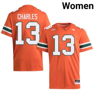 Miami Asharri Charles Women's College Football #13 University Orange Jersey 853223-980