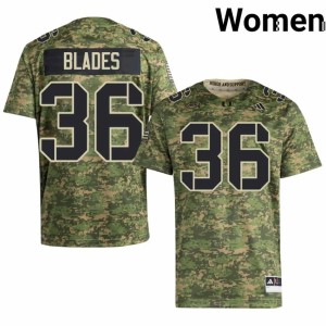 UM Hurricanes Stitched Camo Bennie Blades #36 College Football Women Jersey 554623-982