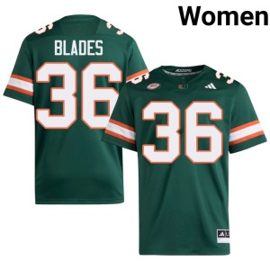 University of Miami College Football Womens Green Bennie Blades #36 NCAA Jersey 798176-600