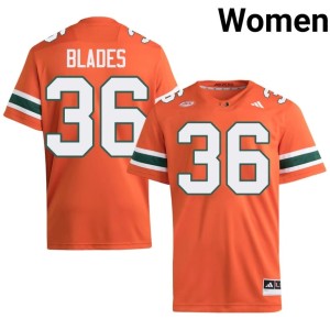 Miami #36 Orange Womens College Football Alumni Bennie Blades Jersey 647022-126