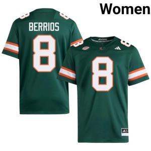 University of Miami Green College Football #8 Braxton Berrios High School Women's Jersey 463330-365