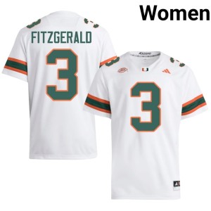 Miami Hurricanes Bryce Fitzgerald NCAA #3 Women's White College Football Jerseys 131086-383