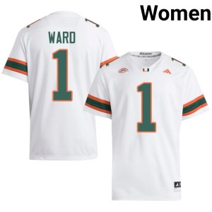 Miami Cam Ward College Football Official White #1 Women's Jersey 720468-892