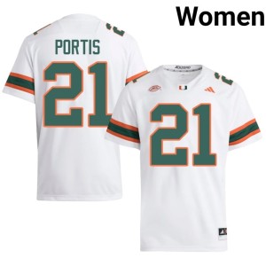 Miami Camdin Portis #21 Womens College Football White Limited Jerseys 199106-242