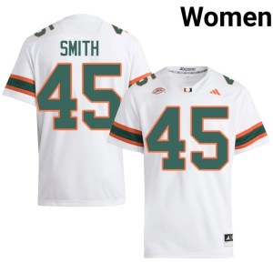University of Miami Women #45 Official Darrin Smith College Football White Jerseys 131128-863